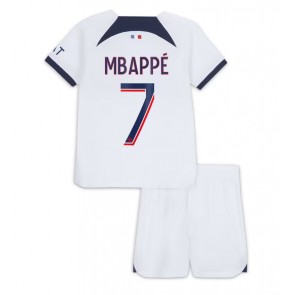 Paris Saint-Germain Kylian Mbappe #7 Replika Babytøj Udebanesæt Børn 2023-24 Kortærmet (+ Korte bukser)